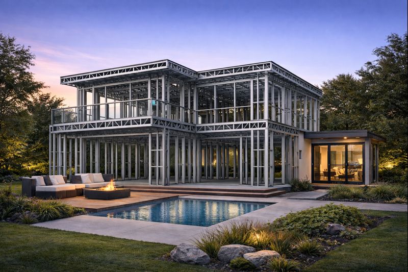 Estrutura de casa em steel frame
